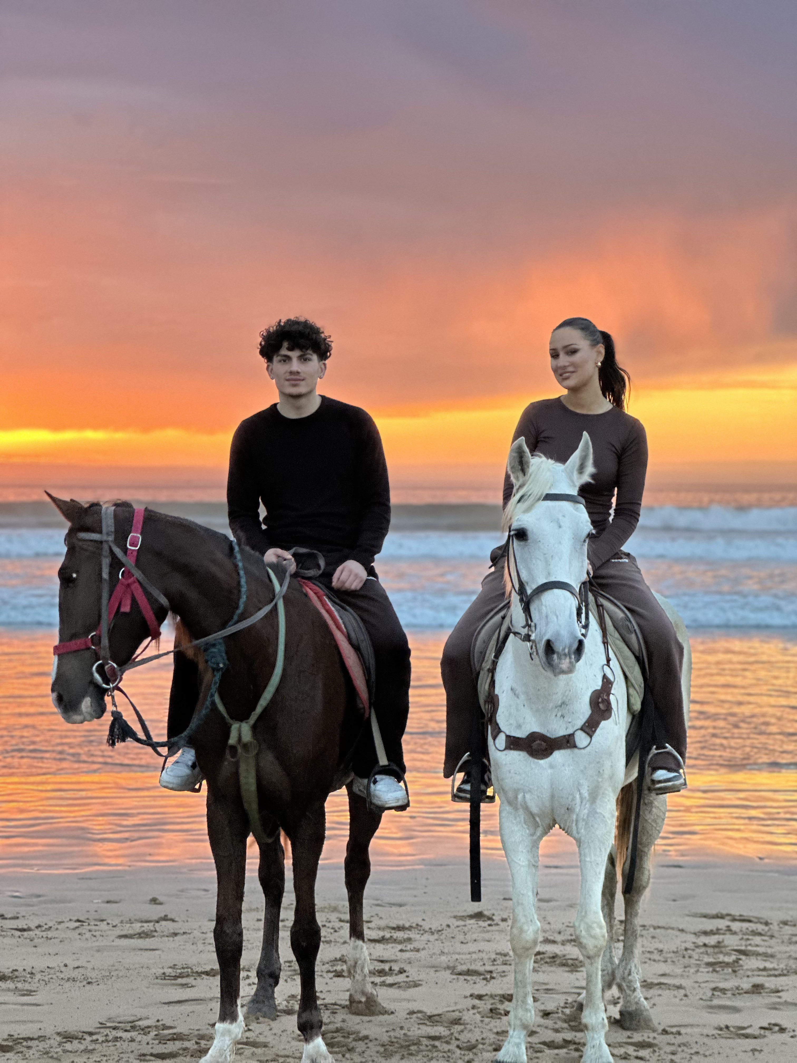 Horseback ride along the golden beach at sunset